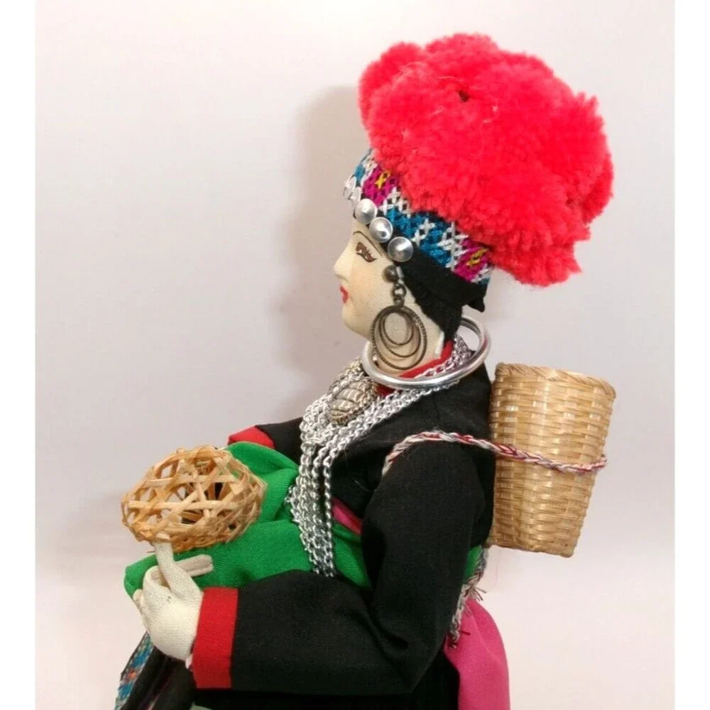 House Of Handicrafts Folk Art Doll Meo Lai by Artist Vanida Stockinette Face 10